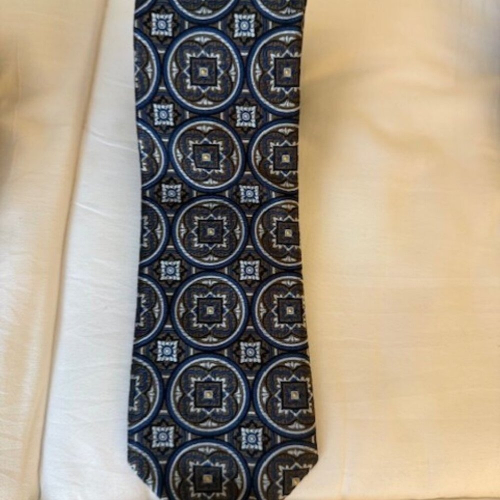Jos A Bank Signature Gold brown and blue tie